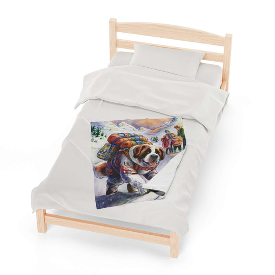 Plush Blanket - Adventurous Saint Bernard All Over Prints Printify