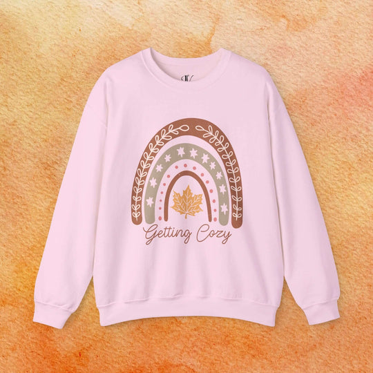 Getting Cozy: Boho Fall Sweatshirt Sweatshirt Printify S Light Pink