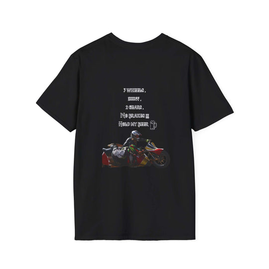 Speedway T-Shirt - 3 Wheels, 1000cc, 2 Gears, No Brakes Graphic Tee T-Shirt Printify