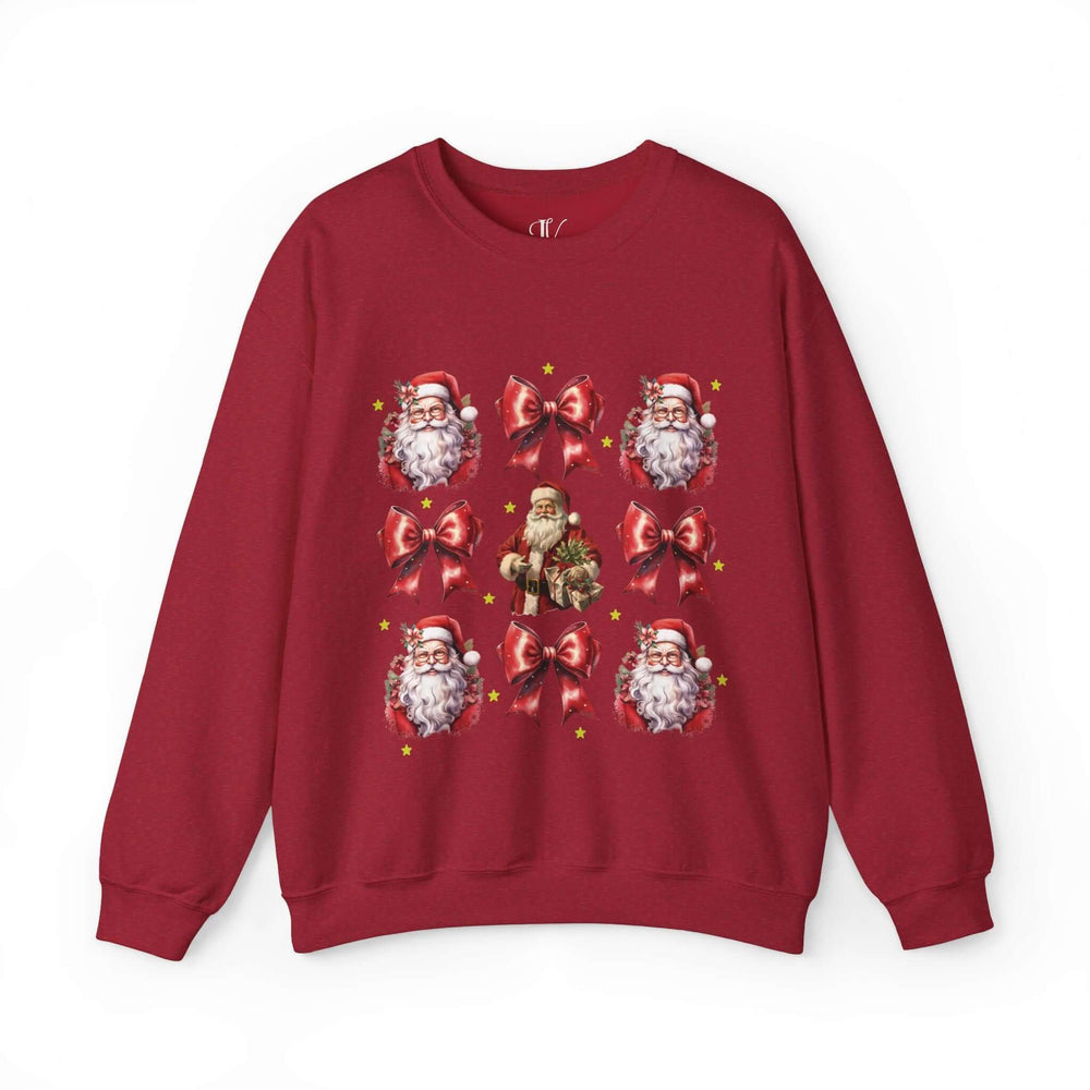 Coquette Bow Santa Christmas Sweatshirt Sweatshirt Printify S Antique Cherry Red