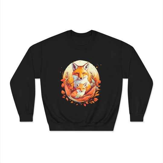 Fox Family Circle Sweatshirt Sweatshirt Printify Black S