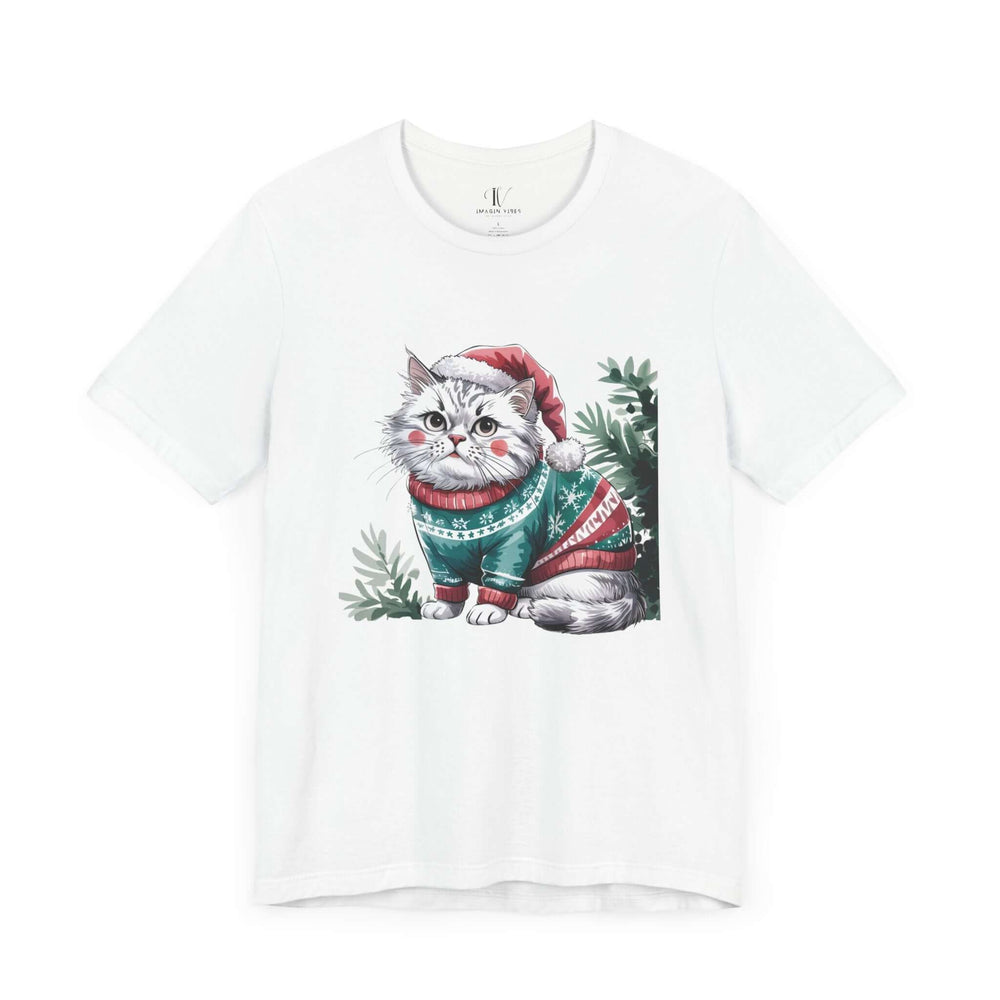 Christmas Cat Tee T-Shirt Printify White XS