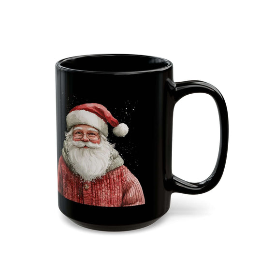 Boho Watercolor Santa Black Mug Mug Printify 15oz
