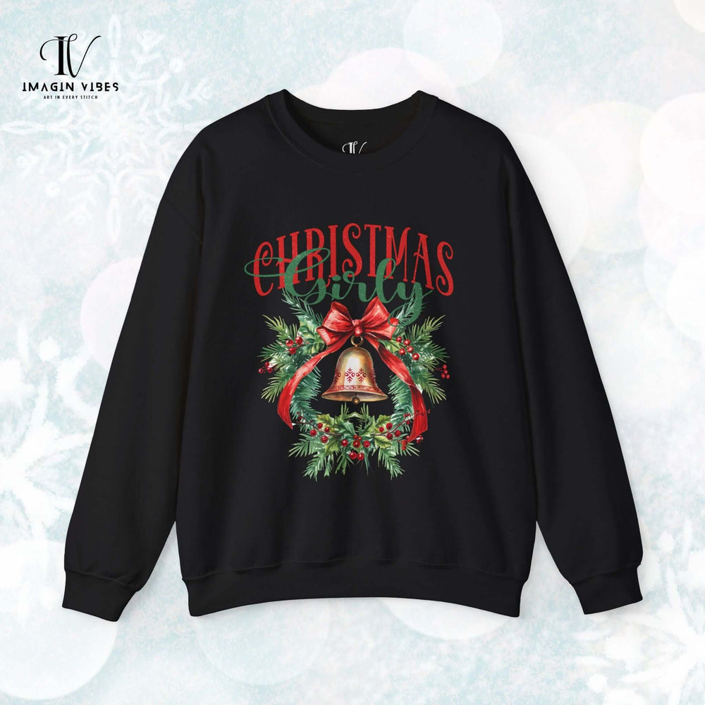 Christmas Girly Coquette Bow Sweatshirt Sweatshirt Printify S Black