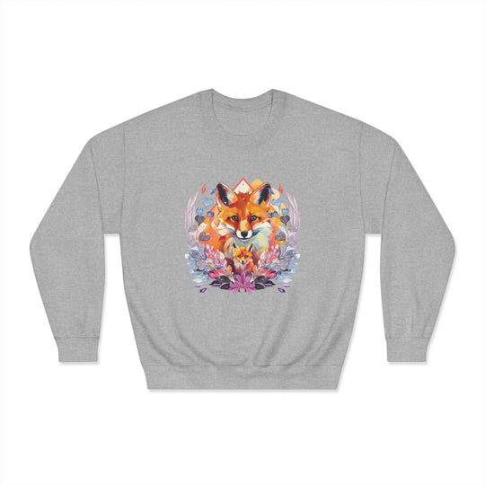 Foxes Nature-Inspired Crewneck Sweatshirt Sweatshirt Printify Sport Grey S