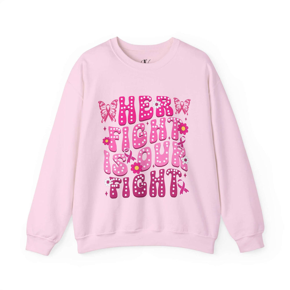 Her Fight Is Our Fight Butterflies Breast Cancer Sweatshirt Sweatshirt Printify S Light Pink