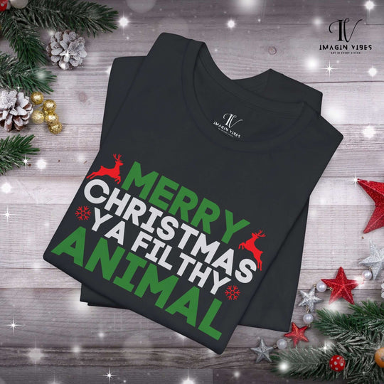 Christmas Tee Merry Christmas Ya Filthy Animal T-Shirt Printify
