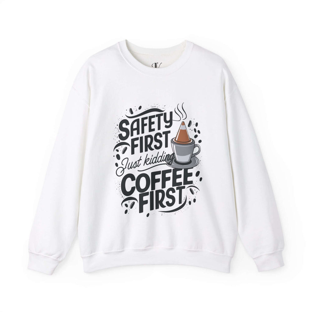 Coffee First Unisex Sweatshirt Sweatshirt Printify S White