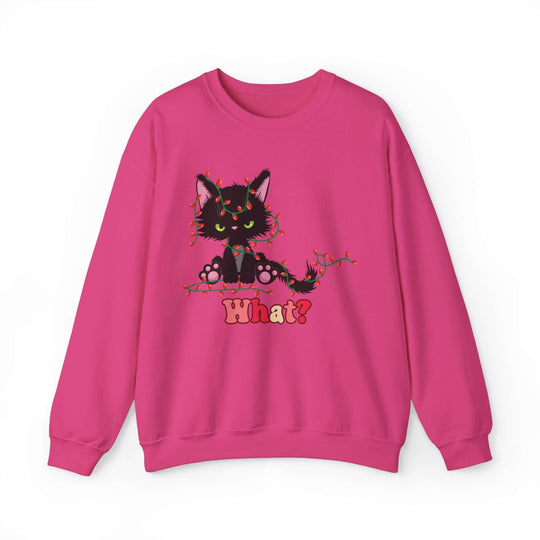 Black Cat Christmas - "What?!" Sweatshirt Sweatshirt Printify S Heliconia