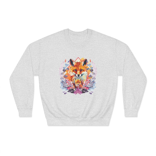 Foxes Nature-Inspired Crewneck Sweatshirt Sweatshirt Printify Ash S