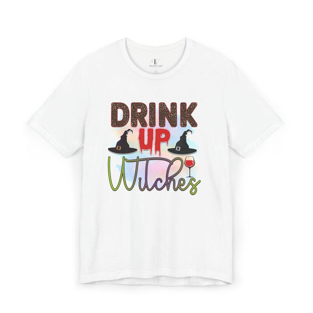 Halloween Party Tee - DRINK UP WITCHES - Unisex Jersey T-Shirt Printify White S