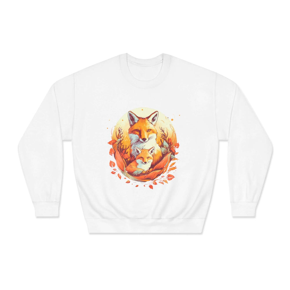 Fox Family Circle Sweatshirt Sweatshirt Printify White S