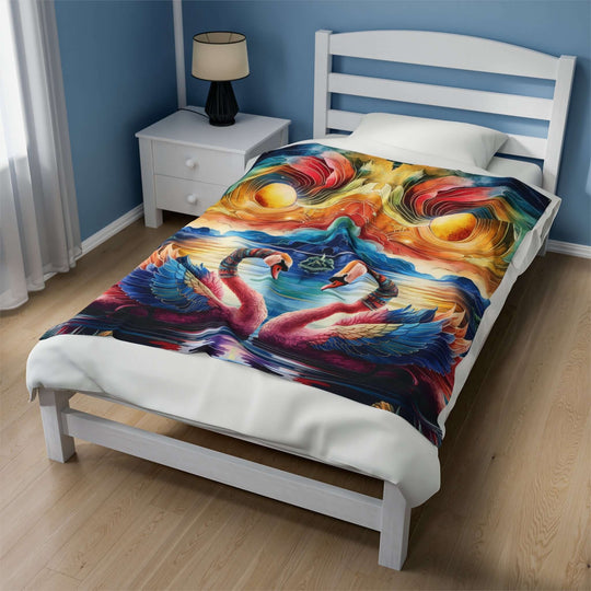 Plush Celestial Swans Blanket - Psychedelic All Over Prints Printify