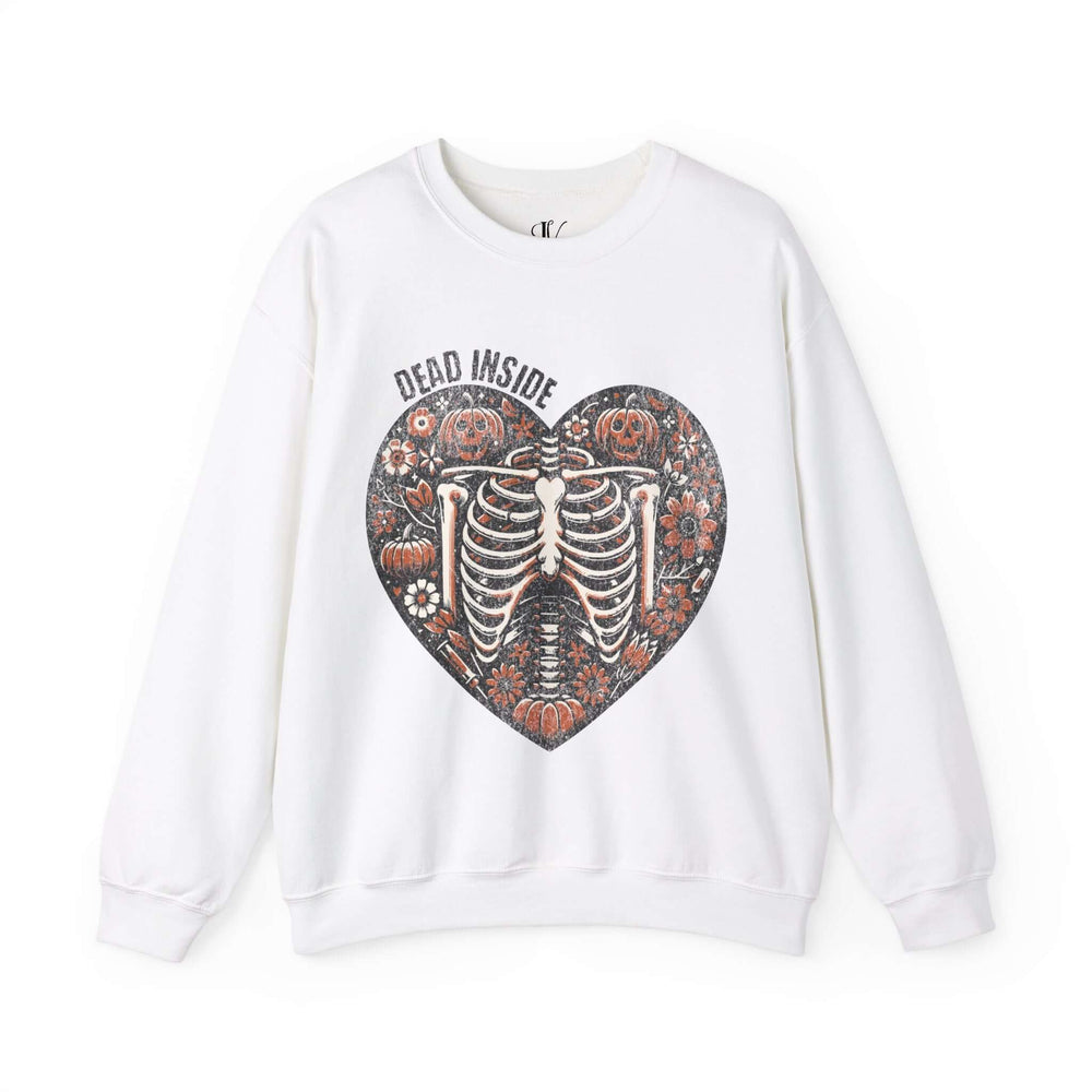 Gothic Halloween Sweatshirt Dead Inside Sweatshirt Printify S White