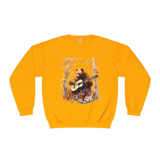 Bear Guitarist Sweatshirt - Autumn Forest Sweatshirt Printify Gold S