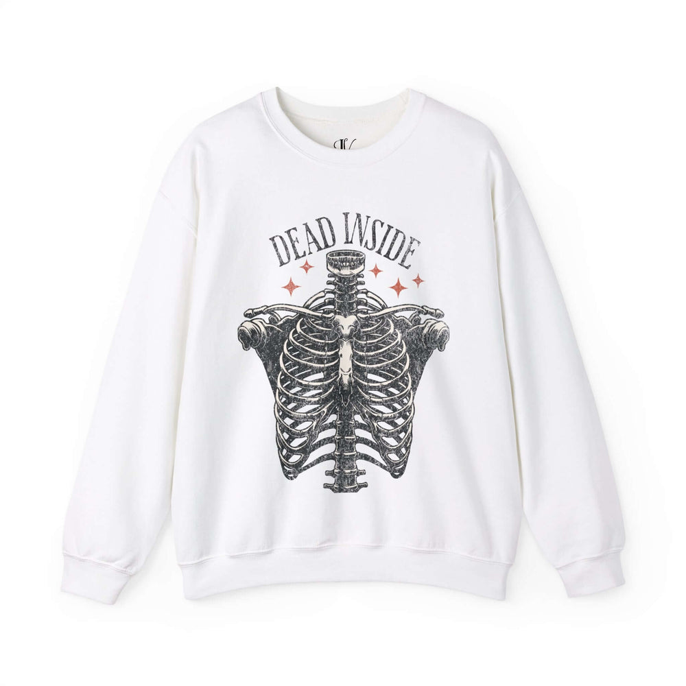 Skeleton Ribcage Crewneck Sweatshirt | Dead Inside Gothic Sweatshirt Printify S White
