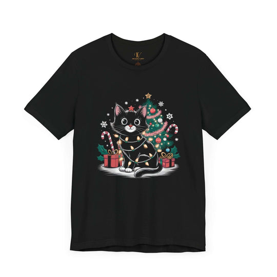 Cat Christmas Tee - Feline Festive T-Shirt Printify Black XS