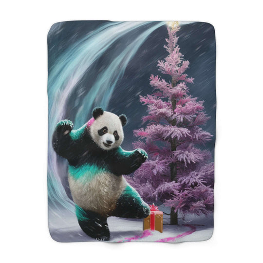 Sherpa Fleece Blanket - Dancing Panda Christmas Home Decor Printify 50" × 60"