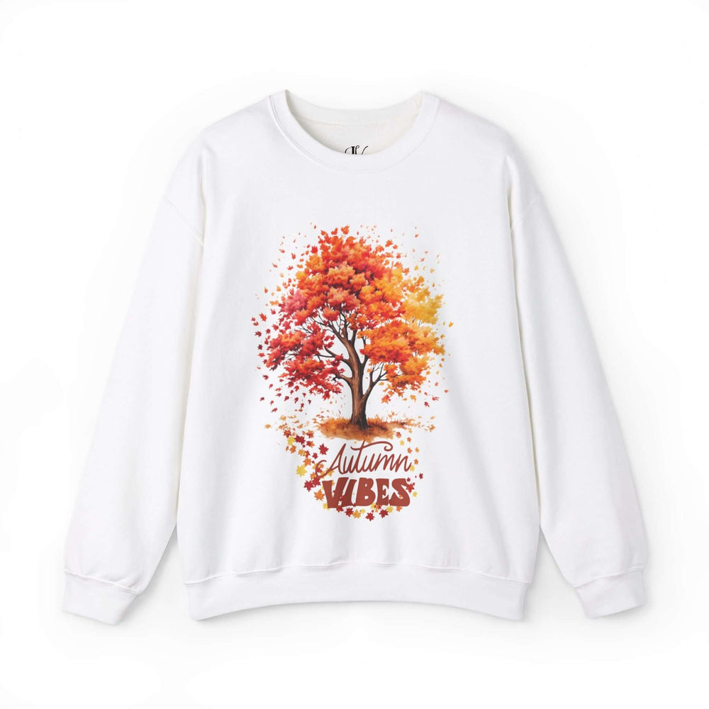 Autumn Tree Sweatshirt - Seasonal Vibes Unisex Crewneck Sweatshirt Printify S White