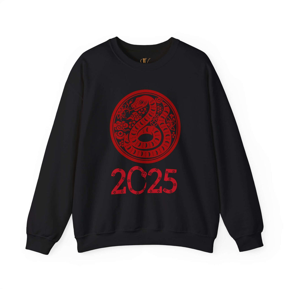 Snake Zodiac 2025 Crewneck Sweatshirt Sweatshirt Printify S Black