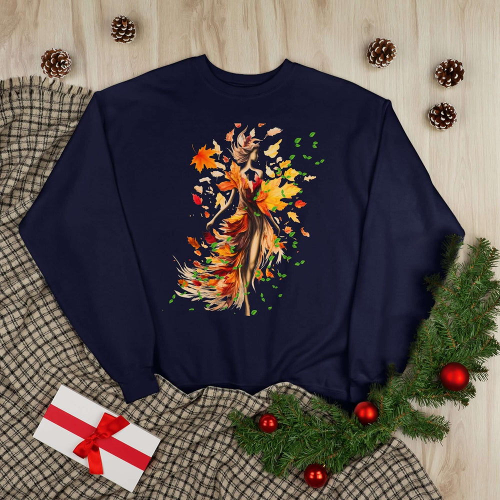 Fall Dreams: Romantic Leaves Sweatshirt Sweatshirt Printify Navy S