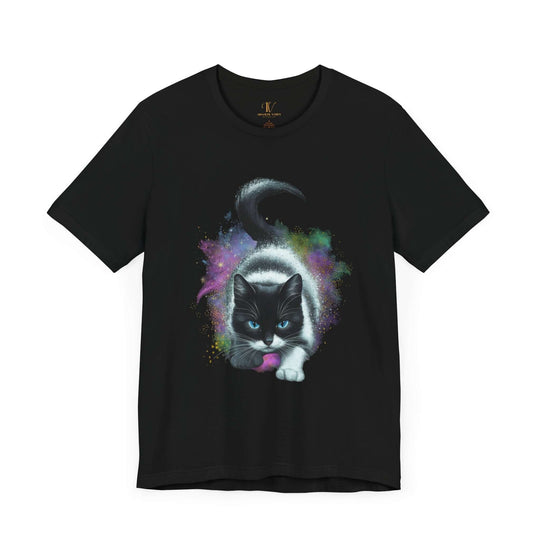 Cat Cosmic Tee T-Shirt Printify Black XS