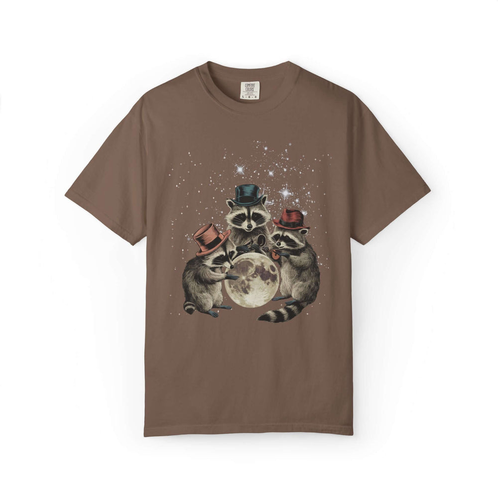 Raccoon Moon Unisex T-shirt T-Shirt Printify Espresso S