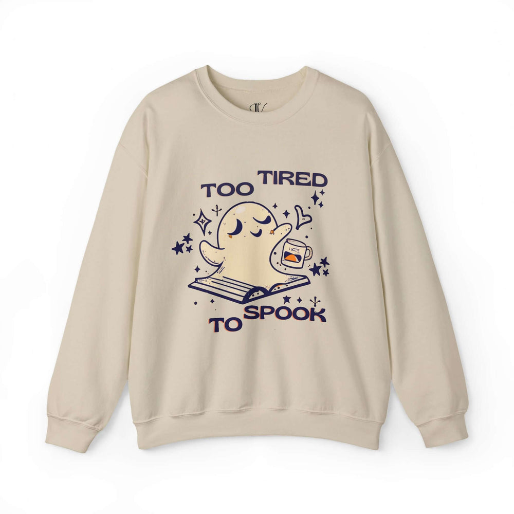 Hauntingly Bookish: Ghost Reader Sweatshirt Sweatshirt Printify S Sand