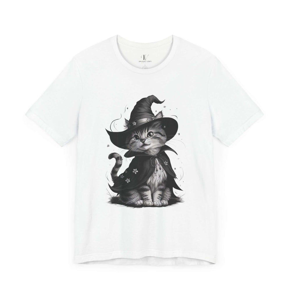 Halloween Witch Cute Cat T-Shirt T-Shirt Printify White XS