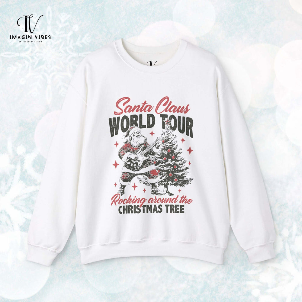 Christmas Santa Rock Unisex Sweatshirt Sweatshirt Printify S White