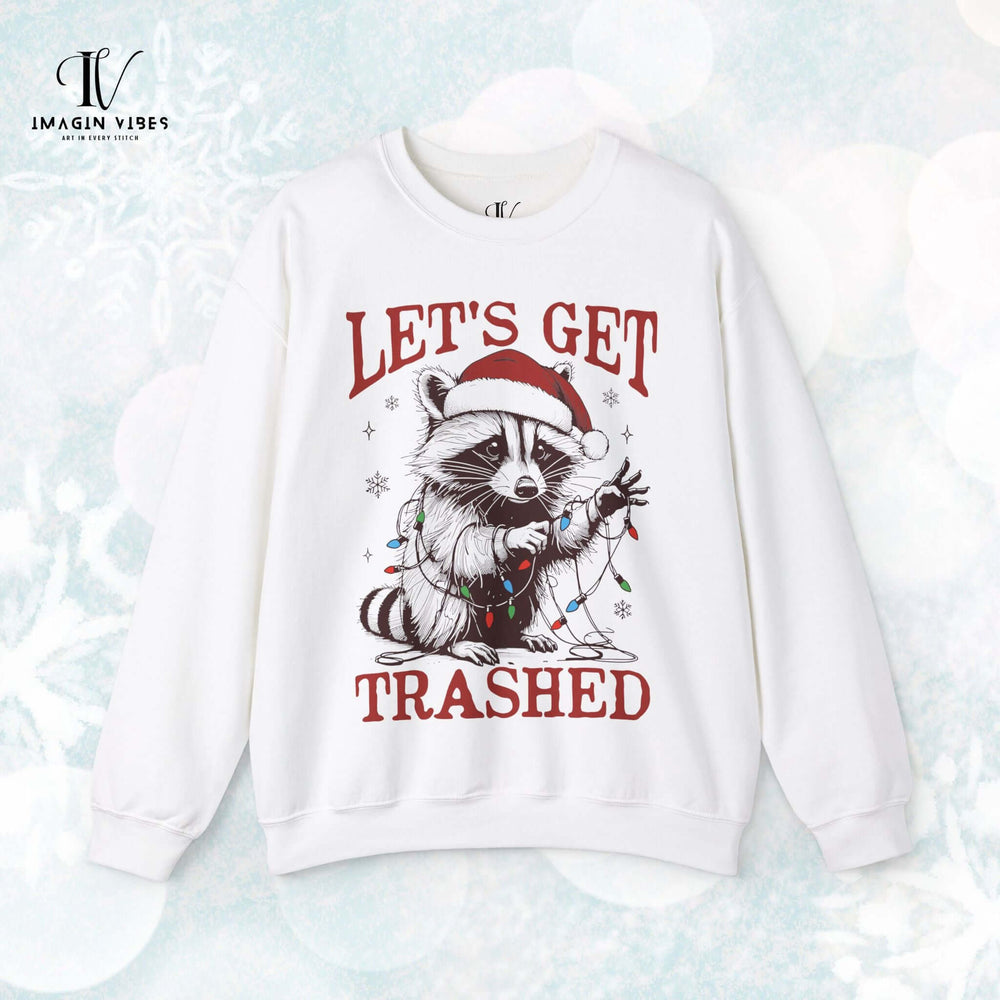 Christmas Trash Panda Sweatshirt - Let's Get Trashed Sweatshirt Printify M White