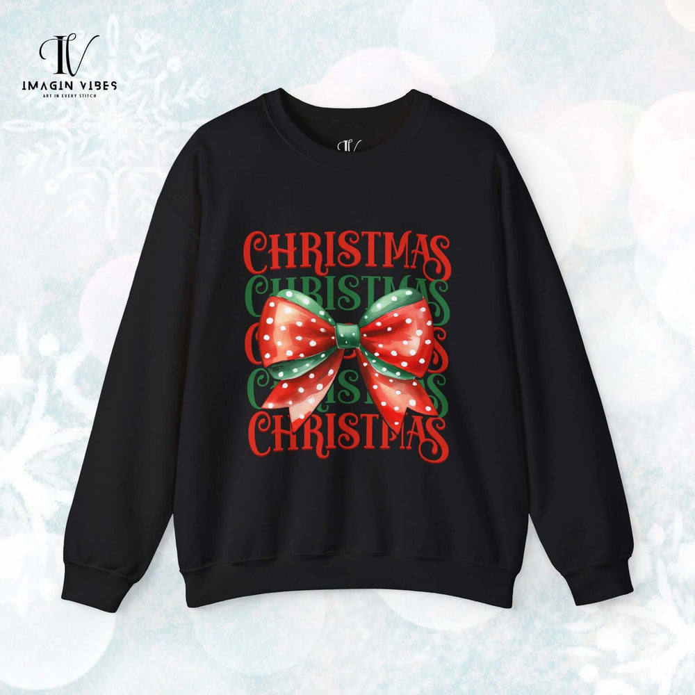Christmas Coquette Bow Sweatshirt Sweatshirt Printify M Black