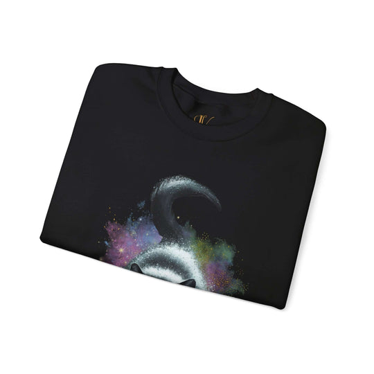Cosmic Cat Crewneck Sweatshirt Sweatshirt Printify