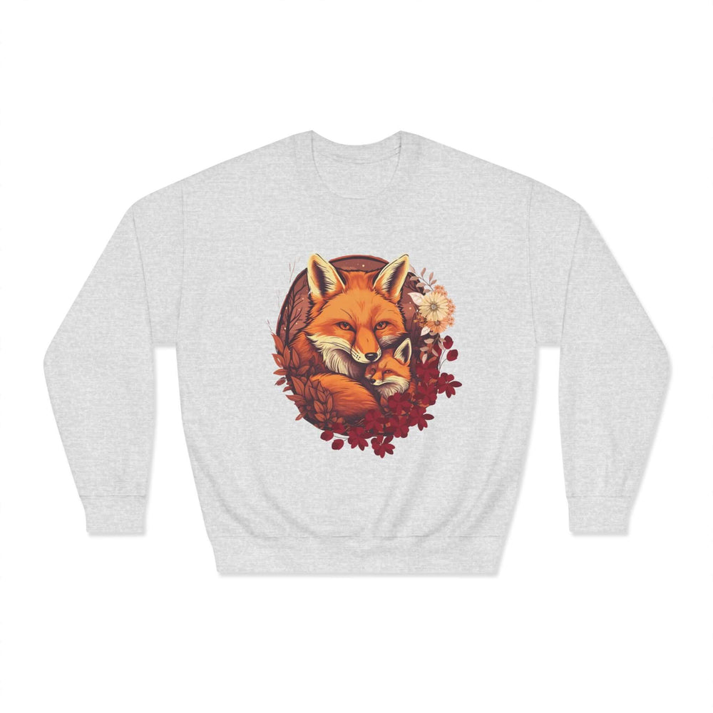 Foxes Nature-Inspired Crewneck Sweatshirt Sweatshirt Printify Ash S