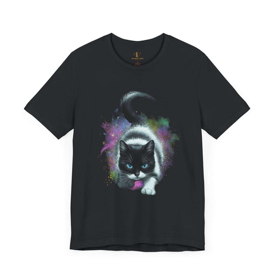 Cat Cosmic Tee T-Shirt Printify Vintage Black XS