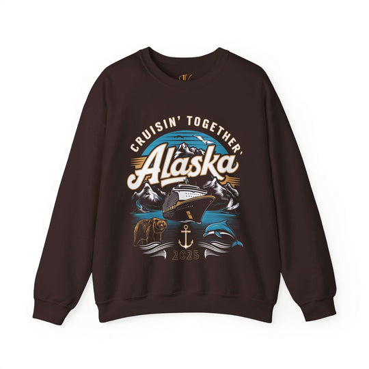 Alaskan Cruise Sweatshirt - 'Cruisin' Together, Alaska 2025' Sweatshirt Printify S Dark Chocolate