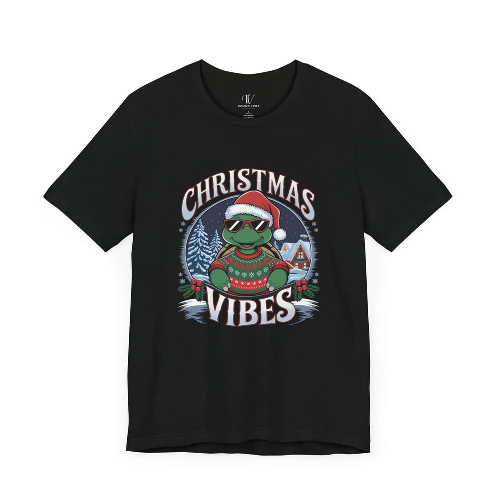 Christmas Vibes Unisex Tee - Festive Holiday Turtle T-Shirt Printify Black XS