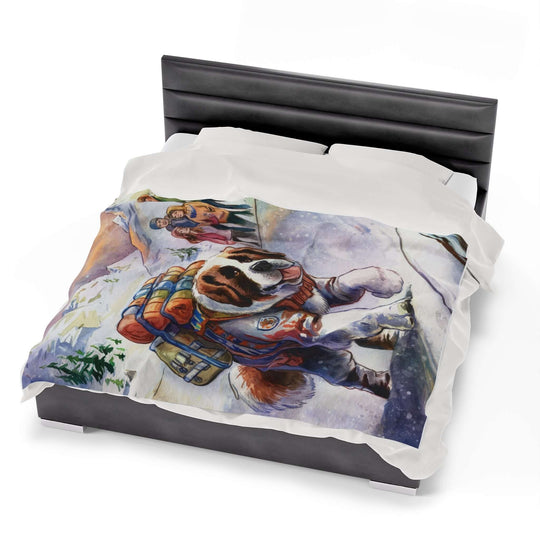 Plush Blanket - Adventurous Saint Bernard All Over Prints Printify