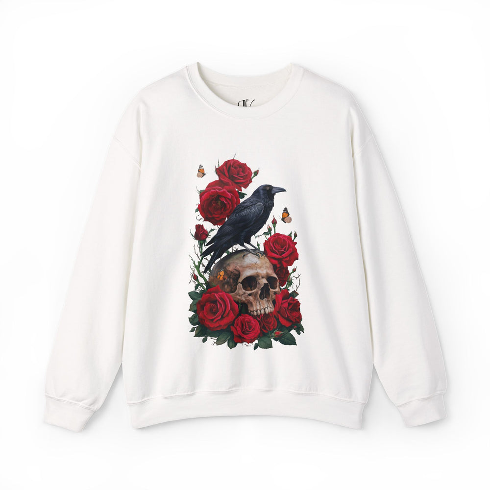 Raven's Requiem: Gothic Sweatshirt Sweatshirt Printify L White