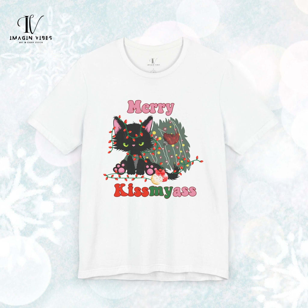 Merry Christmas, Kitty: Funny Cat T-Shirt T-Shirt Printify White L