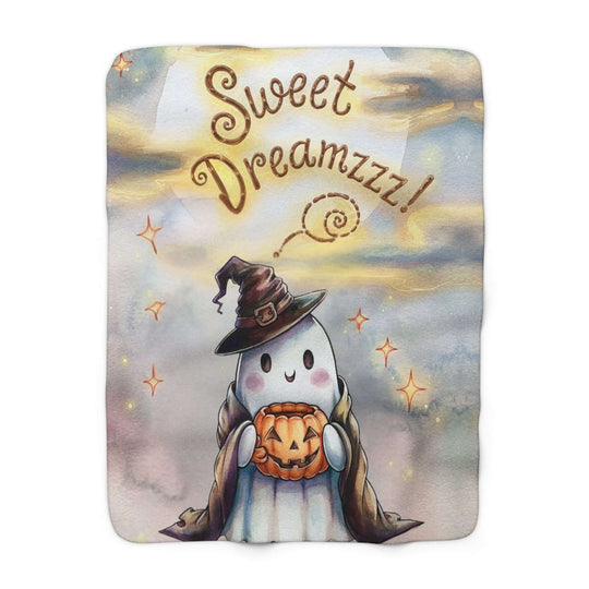 Sherpa Fleece Blanket - "Sweet Dreamzzz" Ghost Home Decor Printify 50" × 60"