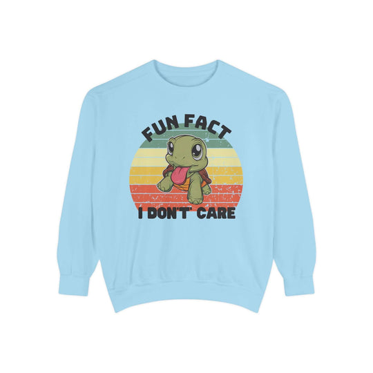 Turtle Funny Sweatshirt 'Fun Fact: I Don't Care' Sweatshirt Printify Chambray S