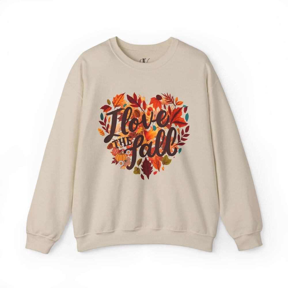 Fall Love Crewneck Sweatshirt - I Love the Fall Season Sweatshirt Printify S Sand