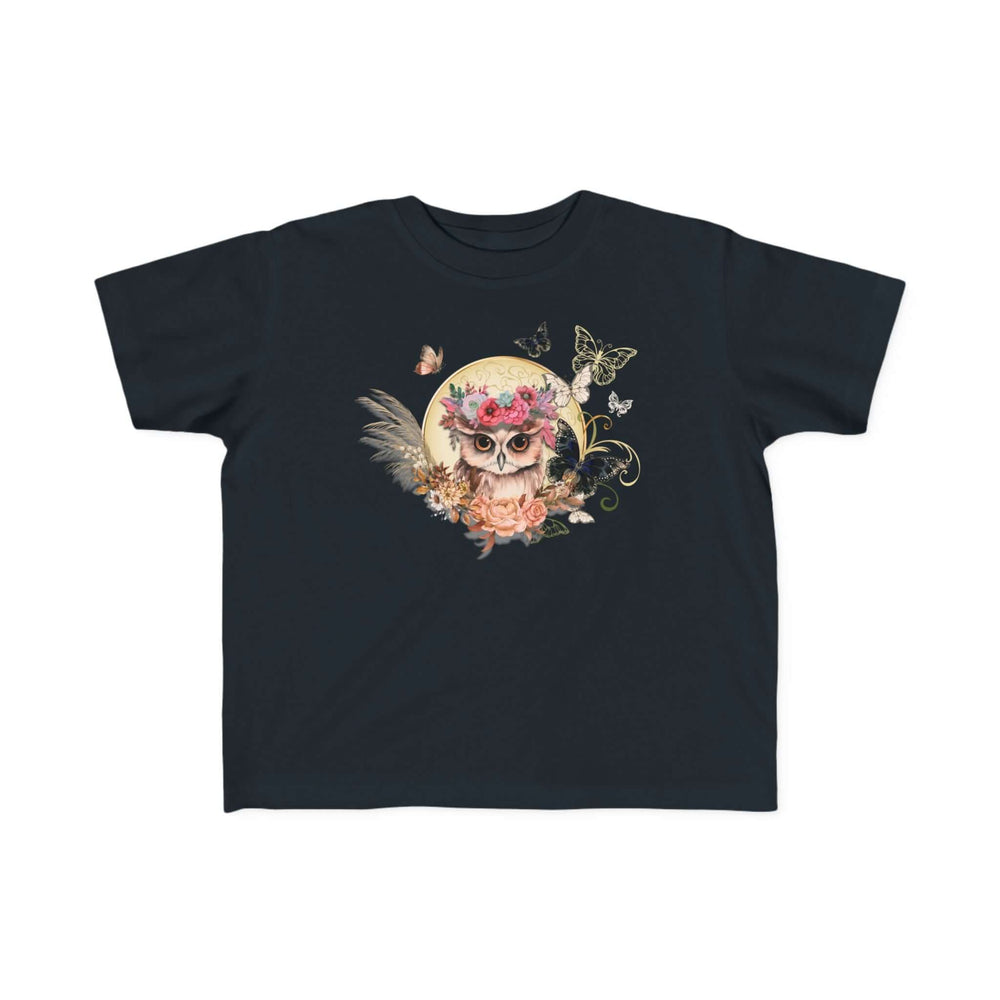 Toddler Tee - Playful Owl and Butterfly Kids clothes Printify Black 2T