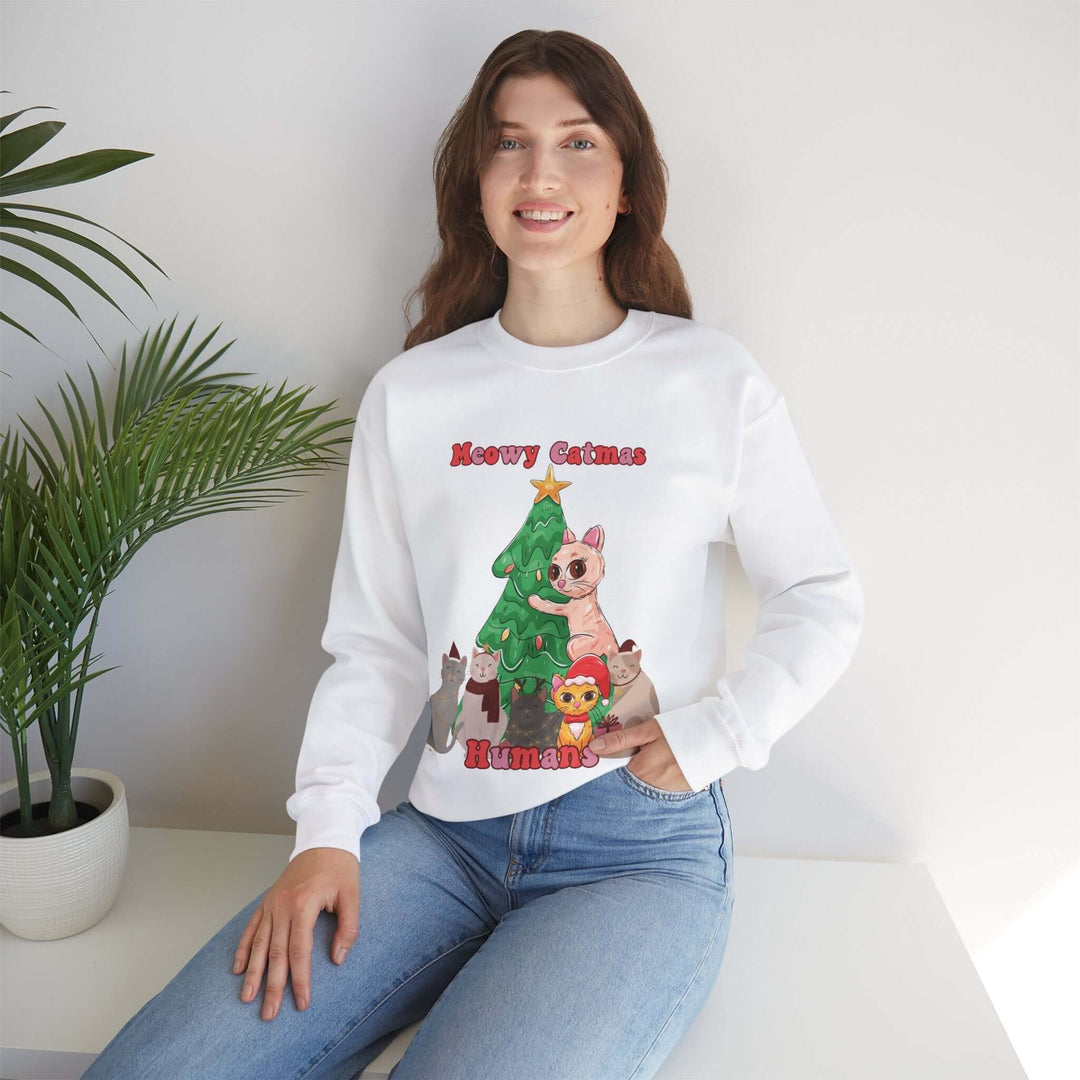 Meowy Christmas Cat Sweater Sweatshirt Printify