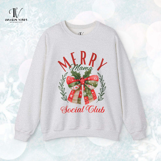 Christmas Merry Mama Sweatshirt Sweatshirt Printify S Ash
