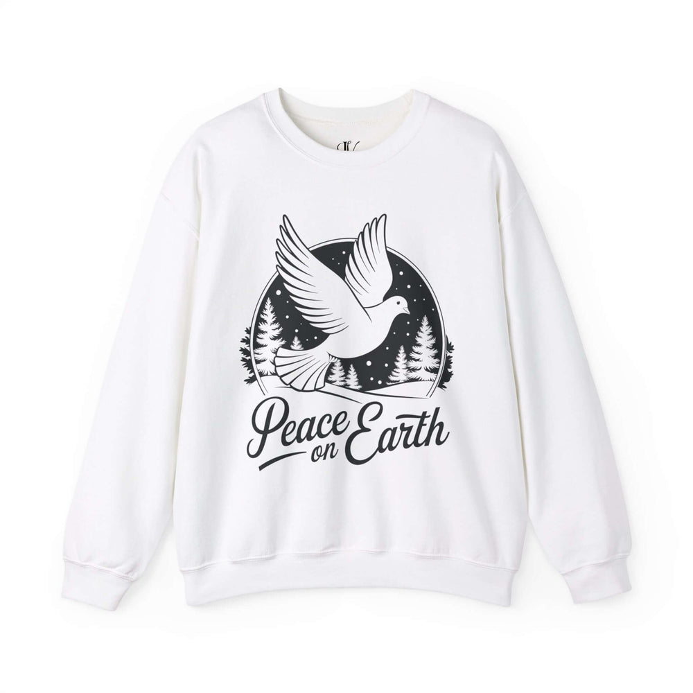 Peace on Earth Dove Sweatshirt Sweatshirt Printify S White