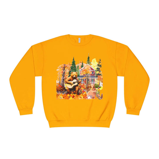 Autumn Bear Graphic Sweatshirt Sweatshirt Printify Gold S