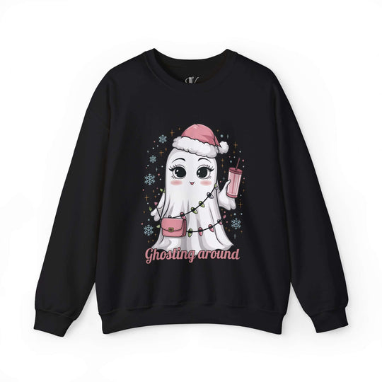Kawaii Ghost: Ghosting Around Sweatshirt Sweatshirt Printify M Black
