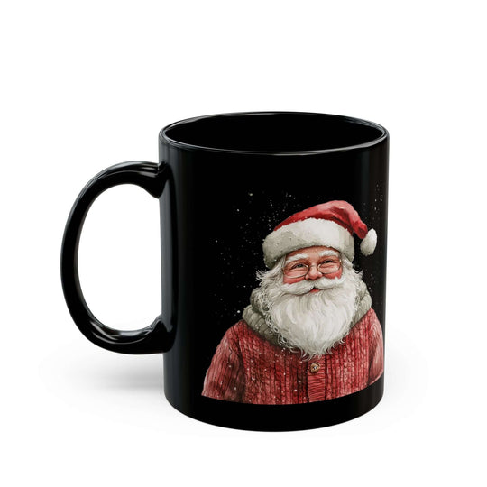 Boho Watercolor Santa Black Mug Mug Printify